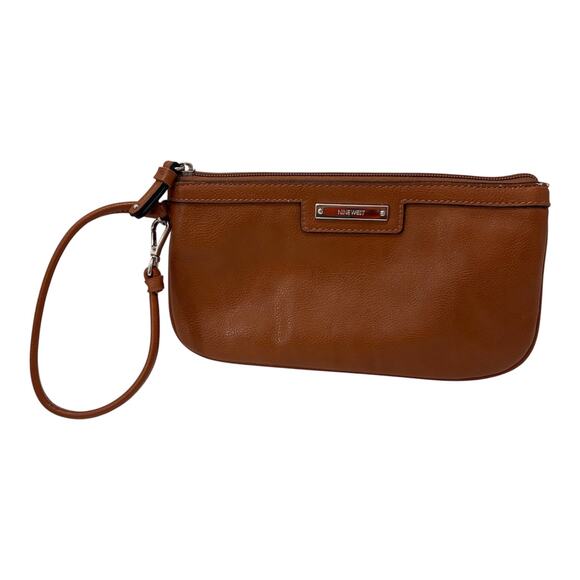 Nine West Handbags - Nine West Caramel Brown Faux Leather Zip Wristlet Clutch 9 X 5 inches